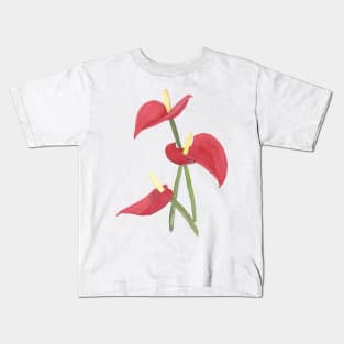 Anthurium, floral watercolor painting Kids T-Shirt